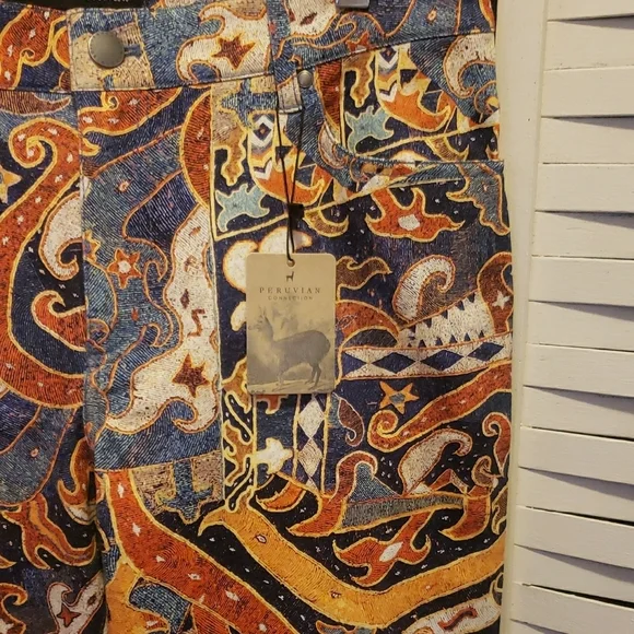 Peruvian Connection Sumatra Colorful Paisley Print Pants Size 10 - Picture 2 of 7